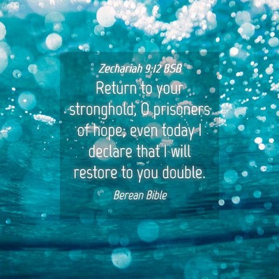 Picture 04 - Zechariah 9:12 BSB - Return to your stronghold, O prisoners of hope; - Bible Verse Picture