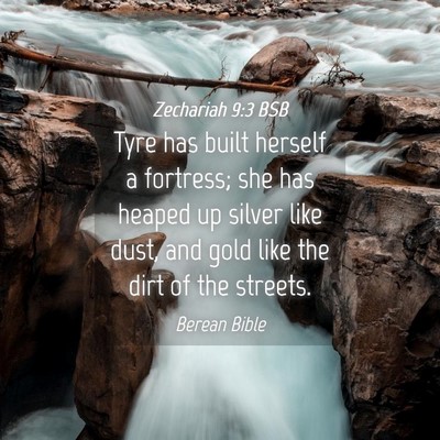 Picture 04 - Zechariah 9:3 BSB - Tyre has built herself a fortress; she has heaped - Bible Verse Picture