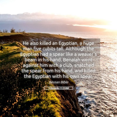 Picture 05 - 1 Chronicles 11:23 BSB - He also killed an Egyptian, a huge man five - Bible Verse Picture