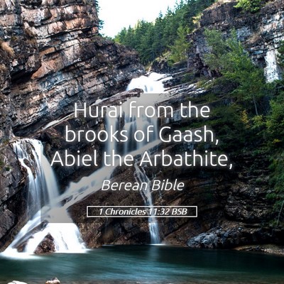 Picture 05 - 1 Chronicles 11:32 BSB - Hurai from the brooks of Gaash, Abiel the - Bible Verse Picture
