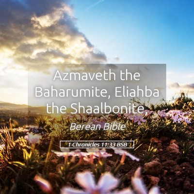 Picture 05 - 1 Chronicles 11:33 BSB - Azmaveth the Baharumite, Eliahba the - Bible Verse Picture