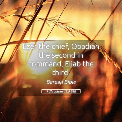 Picture 05 - 1 Chronicles 12:9 BSB - Ezer the chief, Obadiah the second in command, - Bible Verse Picture