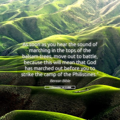 Picture 05 - 1 Chronicles 14:15 BSB - As soon as you hear the sound of marching in the - Bible Verse Picture