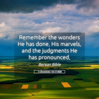 Picture 05 - 1 Chronicles 16:12 BSB - Remember the wonders He has done, His marvels, - Bible Verse Picture