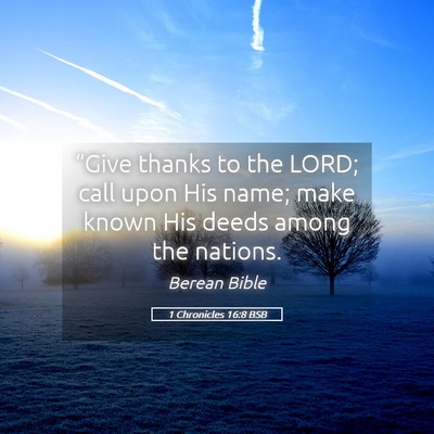 Picture 05 - 1 Chronicles 16:8 BSB - “Give thanks to the LORD; call upon His name; - Bible Verse Picture
