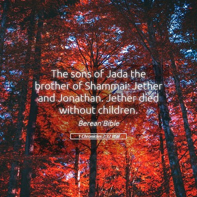 Picture 05 - 1 Chronicles 2:32 BSB - The sons of Jada the brother of Shammai: Jether - Bible Verse Picture