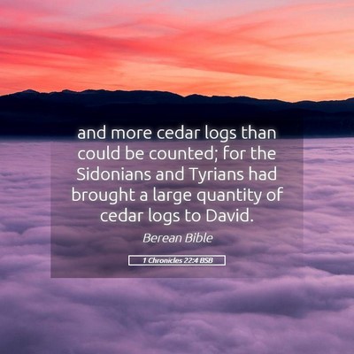 Picture 05 - 1 Chronicles 22:4 BSB - and more cedar logs than could be counted; for - Bible Verse Picture