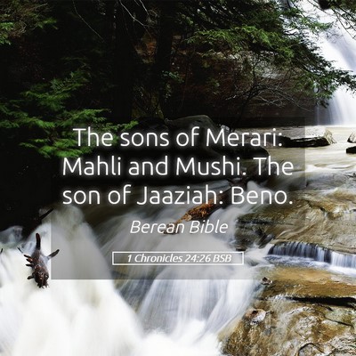 Picture 05 - 1 Chronicles 24:26 BSB - The sons of Merari: Mahli and Mushi. The son of - Bible Verse Picture