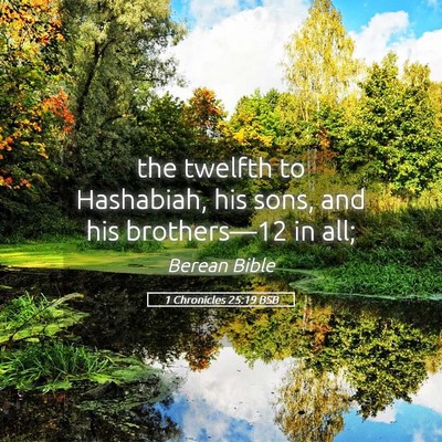 Picture 05 - 1 Chronicles 25:19 BSB - the twelfth to Hashabiah, his sons, and his - Bible Verse Picture