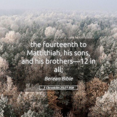 Picture 05 - 1 Chronicles 25:21 BSB - the fourteenth to Mattithiah, his sons, and his - Bible Verse Picture
