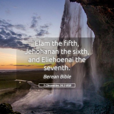 Picture 05 - 1 Chronicles 26:3 BSB - Elam the fifth, Jehohanan the sixth, and - Bible Verse Picture
