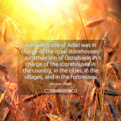 Picture 05 - 1 Chronicles 27:25 BSB - Azmaveth son of Adiel was in charge of the royal - Bible Verse Picture