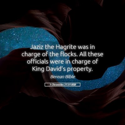 Picture 05 - 1 Chronicles 27:31 BSB - Jaziz the Hagrite was in charge of the flocks. - Bible Verse Picture
