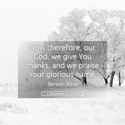Picture 05 - 1 Chronicles 29:13 BSB - Now therefore, our God, we give You thanks, and - Bible Verse Picture