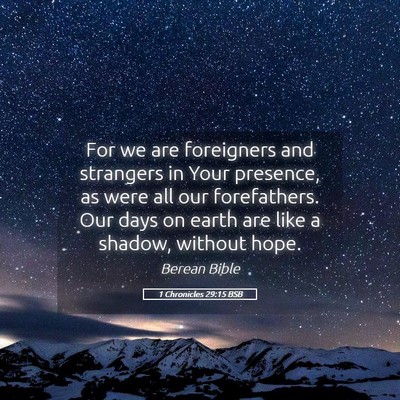 Picture 05 - 1 Chronicles 29:15 BSB - For we are foreigners and strangers in Your - Bible Verse Picture