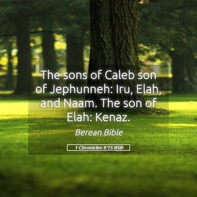 Picture 05 - 1 Chronicles 4:15 BSB - The sons of Caleb son of Jephunneh: Iru, Elah, - Bible Verse Picture