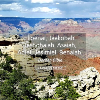 Picture 05 - 1 Chronicles 4:36 BSB - Elioenai, Jaakobah, Jeshohaiah, Asaiah, Adiel, - Bible Verse Picture