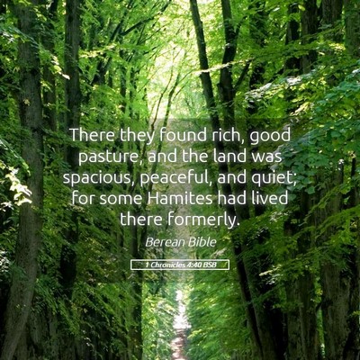 Picture 05 - 1 Chronicles 4:40 BSB - There they found rich, good pasture, and the land - Bible Verse Picture