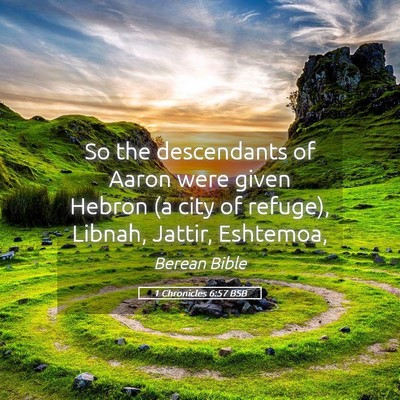Picture 05 - 1 Chronicles 6:57 BSB - So the descendants of Aaron were given Hebron (a - Bible Verse Picture