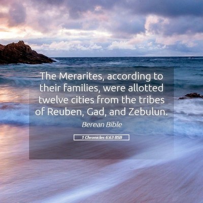 Picture 05 - 1 Chronicles 6:63 BSB - The Merarites, according to their families, were - Bible Verse Picture