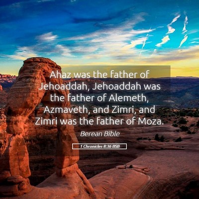 Picture 05 - 1 Chronicles 8:36 BSB - Ahaz was the father of Jehoaddah, Jehoaddah was - Bible Verse Picture