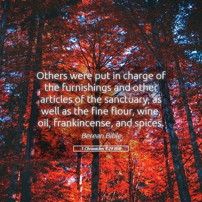 Picture 05 - 1 Chronicles 9:29 BSB - Others were put in charge of the furnishings and - Bible Verse Picture