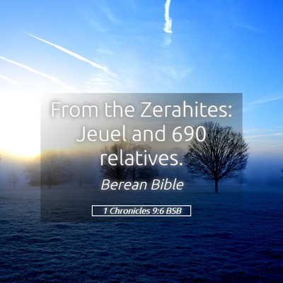 Picture 05 - 1 Chronicles 9:6 BSB - From the Zerahites: Jeuel and 690 - Bible Verse Picture