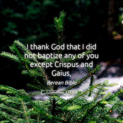 Picture 05 - 1 Corinthians 1:14 BSB - I thank God that I did not baptize any of you - Bible Verse Picture