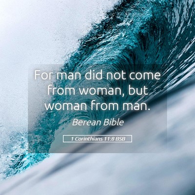 Picture 05 - 1 Corinthians 11:8 BSB - For man did not come from woman, but woman from - Bible Verse Picture