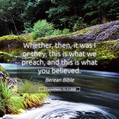 Picture 05 - 1 Corinthians 15:11 BSB - Whether, then, it was I or they, this is what we - Bible Verse Picture