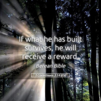 Picture 05 - 1 Corinthians 3:14 BSB - If what he has built survives, he will receive a - Bible Verse Picture