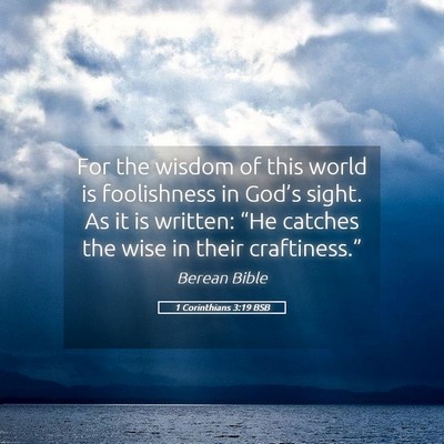 Picture 05 - 1 Corinthians 3:19 BSB - For the wisdom of this world is foolishness in - Bible Verse Picture