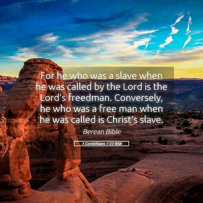 Picture 05 - 1 Corinthians 7:22 BSB - For he who was a slave when he was called by the - Bible Verse Picture