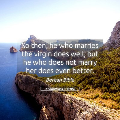 Picture 05 - 1 Corinthians 7:38 BSB - So then, he who marries the virgin does well, but - Bible Verse Picture