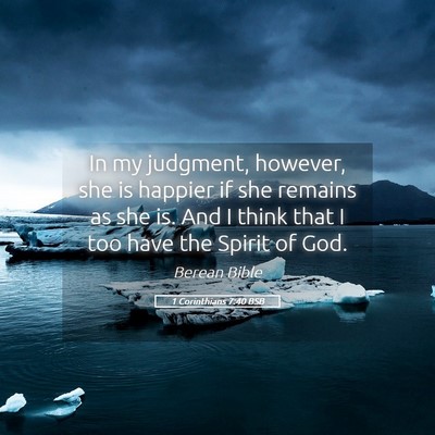 Picture 05 - 1 Corinthians 7:40 BSB - In my judgment, however, she is happier if she - Bible Verse Picture