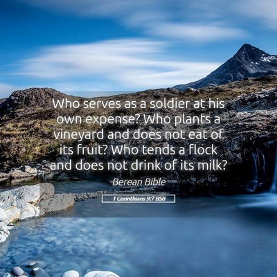 Picture 05 - 1 Corinthians 9:7 BSB - Who serves as a soldier at his own expense? Who - Bible Verse Picture