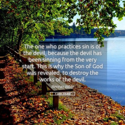 Picture 05 - 1 John 3:8 BSB - The one who practices sin is of the devil, - Bible Verse Picture