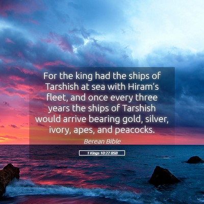 Picture 05 - 1 Kings 10:22 BSB - For the king had the ships of Tarshish at sea - Bible Verse Picture