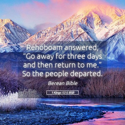 Picture 05 - 1 Kings 12:5 BSB - Rehoboam answered, “Go away for three days and - Bible Verse Picture
