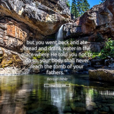 Picture 05 - 1 Kings 13:22 BSB - but you went back and ate bread and drank water - Bible Verse Picture