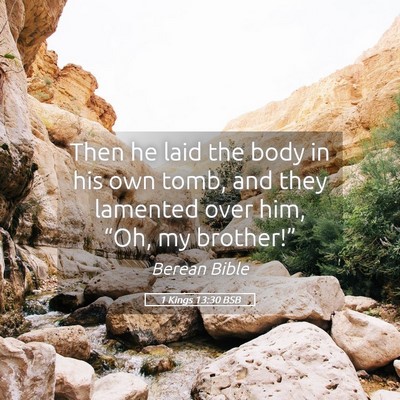 Picture 05 - 1 Kings 13:30 BSB - Then he laid the body in his own tomb, and they - Bible Verse Picture