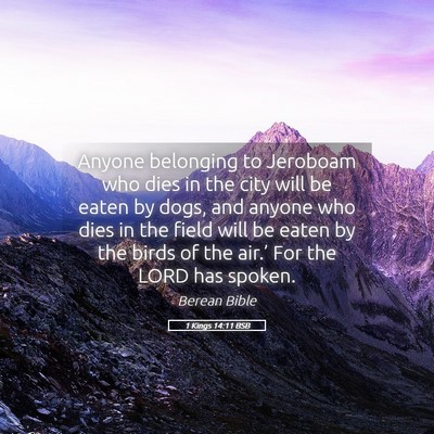 Picture 05 - 1 Kings 14:11 BSB - Anyone belonging to Jeroboam who dies in the city - Bible Verse Picture