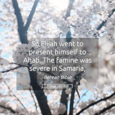 Picture 05 - 1 Kings 18:2 BSB - So Elijah went to present himself to Ahab. The - Bible Verse Picture