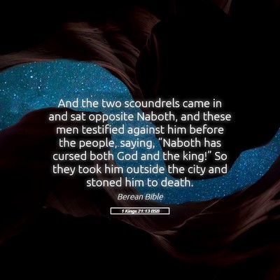 Picture 05 - 1 Kings 21:13 BSB - And the two scoundrels came in and sat opposite - Bible Verse Picture