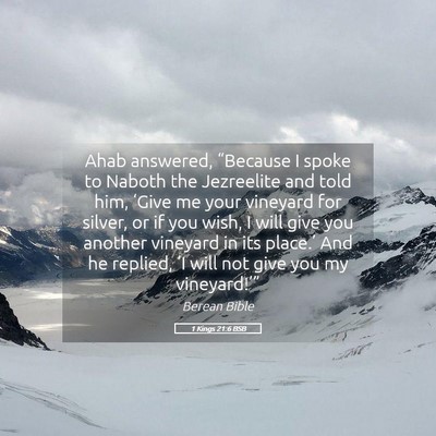 Picture 05 - 1 Kings 21:6 BSB - Ahab answered, “Because I spoke to Naboth the - Bible Verse Picture