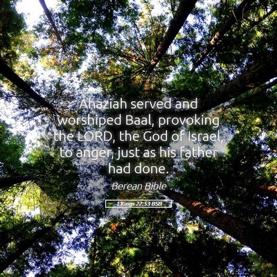 Picture 05 - 1 Kings 22:53 BSB - Ahaziah served and worshiped Baal, provoking the - Bible Verse Picture