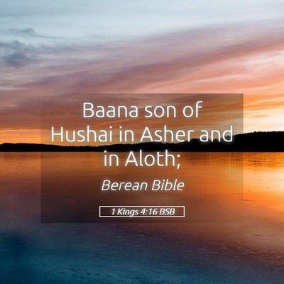 Picture 05 - 1 Kings 4:16 BSB - Baana son of Hushai in Asher and in - Bible Verse Picture