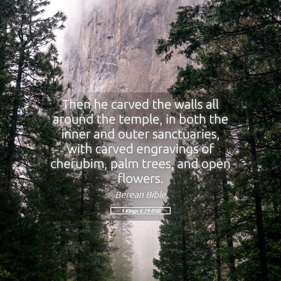 Picture 05 - 1 Kings 6:29 BSB - Then he carved the walls all around the temple, - Bible Verse Picture