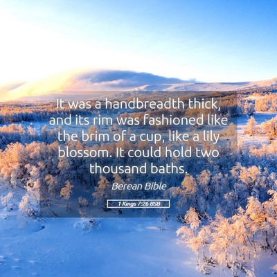 Picture 05 - 1 Kings 7:26 BSB - It was a handbreadth thick, and its rim was - Bible Verse Picture