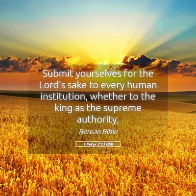 Picture 05 - 1 Peter 2:13 BSB - Submit yourselves for the Lord’s sake to every - Bible Verse Picture